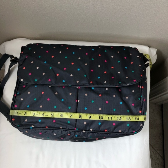 LeSportsac True Messenger Handbag Gray With Colorful Polka - Picture 13 of 16